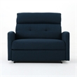 Power Recliner Chair- Oversize Wide Seat- Tufted Navy Blue Fabric