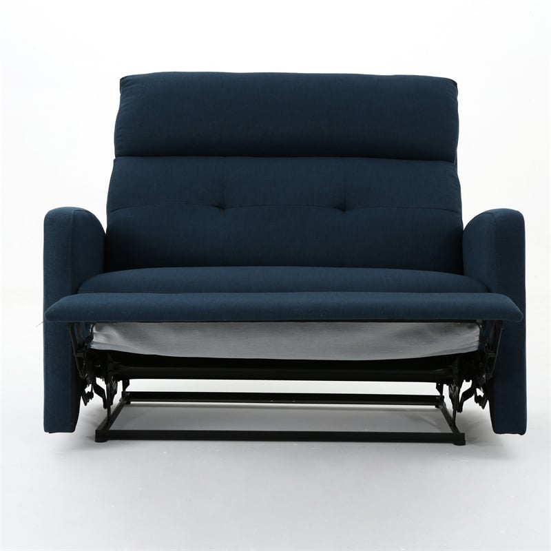 Power Recliner Chair- Oversize Wide Seat- Tufted Navy Blue Fabric