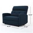 Power Recliner Chair- Oversize Wide Seat- Tufted Navy Blue Fabric