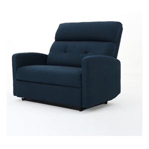 Power Recliner Chair- Oversize Wide Seat- Tufted Navy Blue Fabric