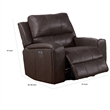Elle 37 Inch Glider Chair- Manual Recliner- Cushioned- Brown Faux Leather