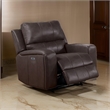 Elle 37 Inch Glider Chair- Manual Recliner- Cushioned- Brown Faux Leather