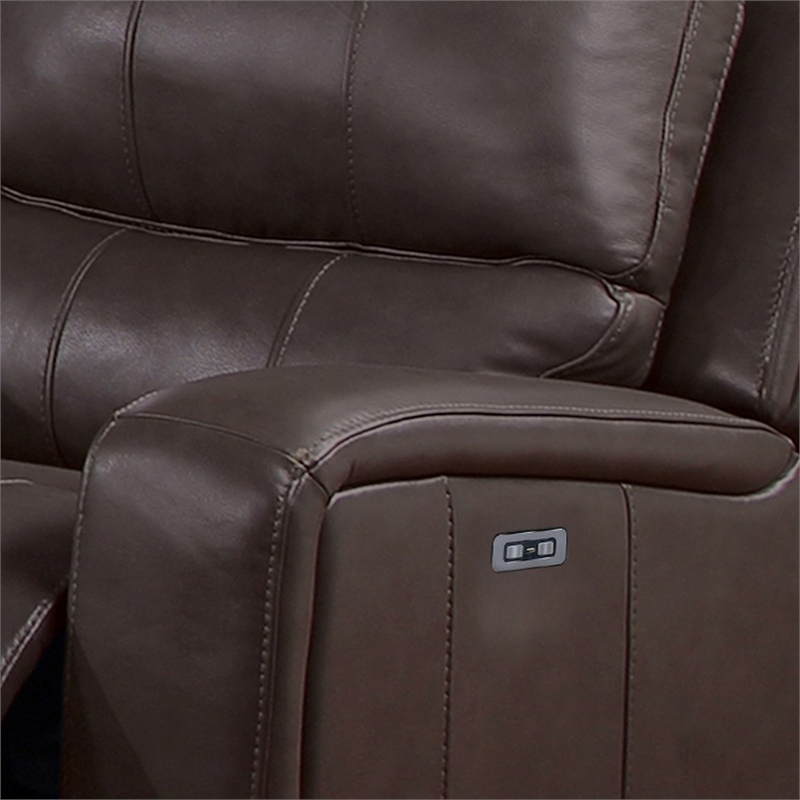 Elle 37 Inch Glider Chair- Manual Recliner- Cushioned- Brown Faux Leather