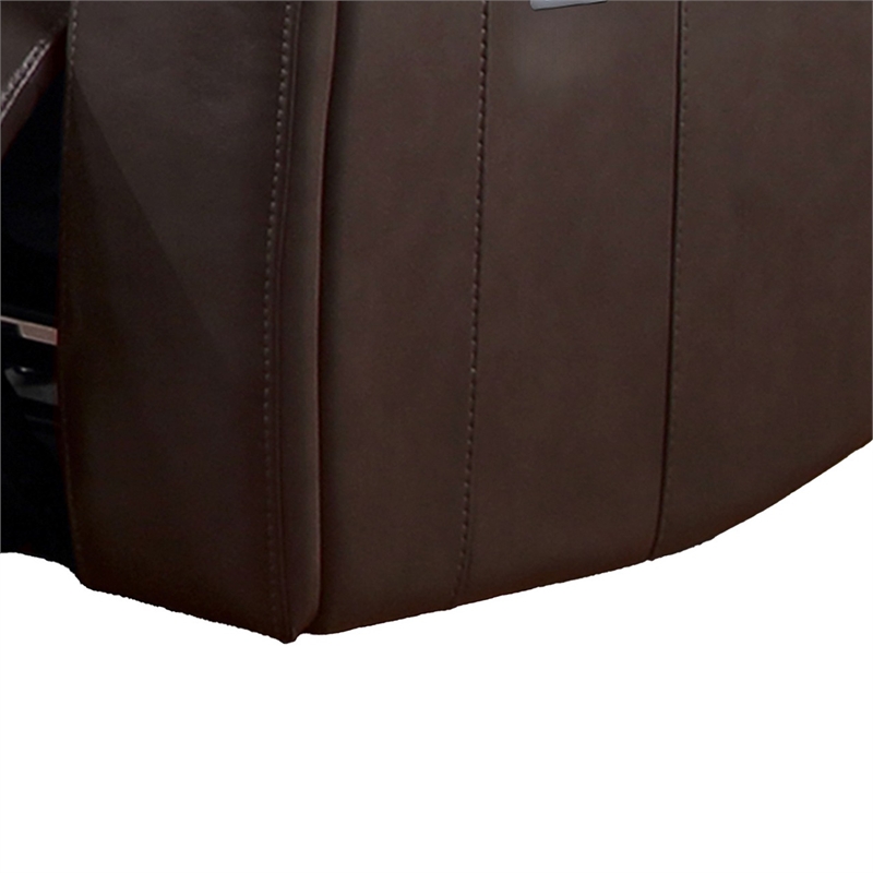 Elle 37 Inch Glider Chair- Manual Recliner- Cushioned- Brown Faux Leather
