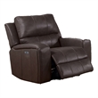 Elle 37 Inch Glider Chair- Manual Recliner- Cushioned- Brown Faux Leather