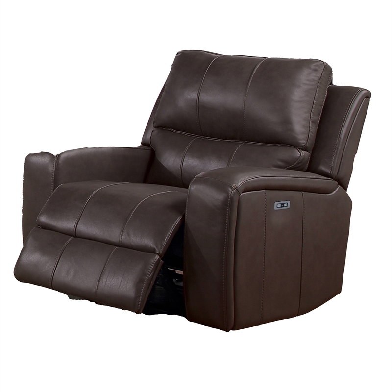 Elle 37 Inch Glider Chair- Manual Recliner- Cushioned- Brown Faux Leather