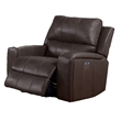 Elle 37 Inch Glider Chair- Manual Recliner- Cushioned- Brown Faux Leather
