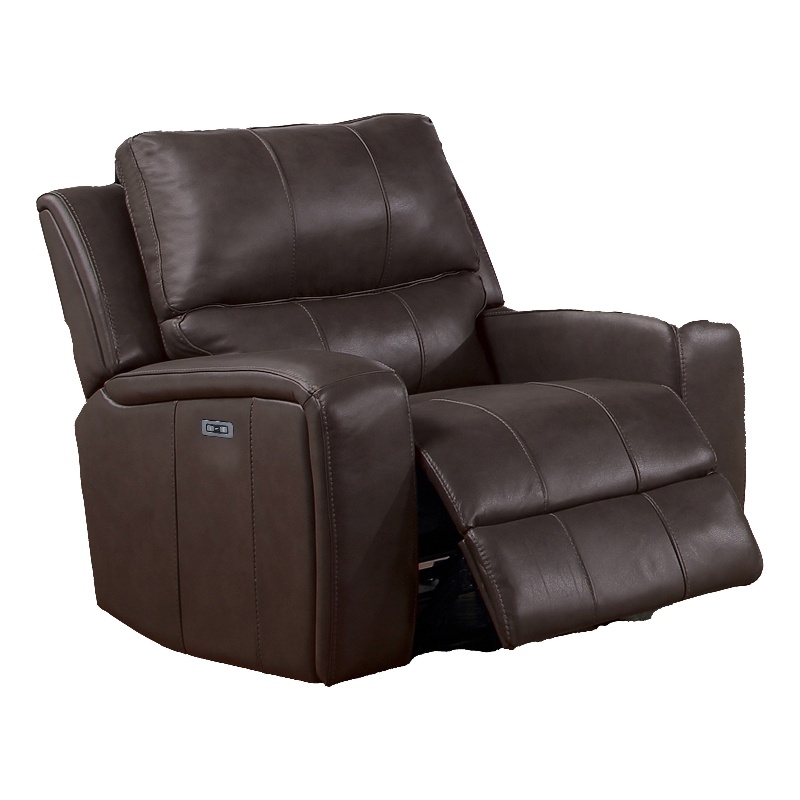 Elle 37 Inch Glider Chair- Manual Recliner- Cushioned- Brown Faux Leather