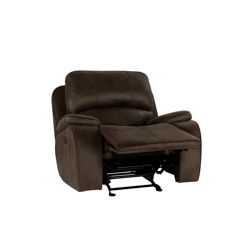 Talo 42 Inch Glider Chair- Manual Recliner- Cushioned- Brown Faux Leather