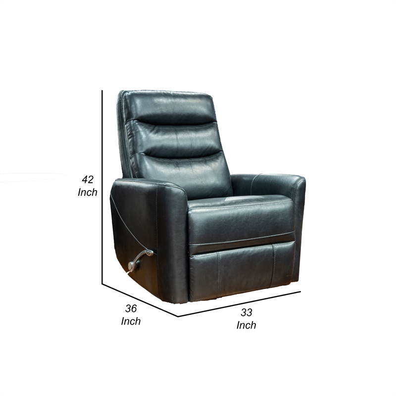 Aki 36 Inch Swivel Manual Recliner Chair- Luxury Plush Black Faux Leather