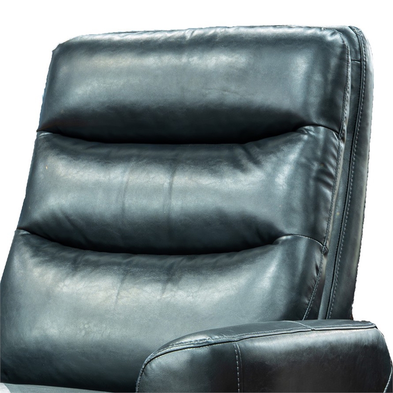 Aki 36 Inch Swivel Manual Recliner Chair- Luxury Plush Black Faux Leather