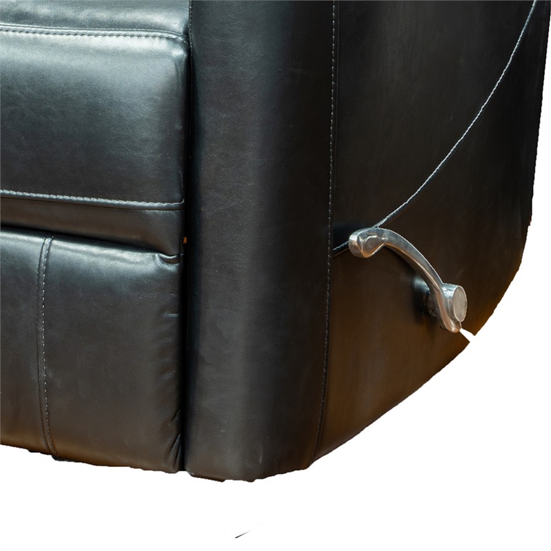 Aki 36 Inch Swivel Manual Recliner Chair- Luxury Plush Black Faux Leather