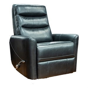 Aki 36 Inch Swivel Manual Recliner Chair- Luxury Plush Black Faux Leather