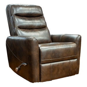 Aki 36 Inch Swivel Manual Recliner Chair- Luxury Plush Brown Faux Leather