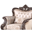 Cona 39 Inch Accent Chair- Gold Carved Details- Brown- Button Tufted Beige