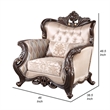 Cona 39 Inch Accent Chair- Gold Carved Details- Brown- Button Tufted Beige