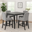 Phy 5pc Counter Table and Chairs Set- Nailheads- Tufted Gray Fabric- Black