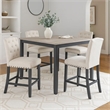 Phy 5pc Counter Table and Chairs Set- Nailheads- Tufted Beige- Brown- Black