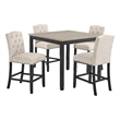 Phy 5pc Counter Table and Chairs Set- Nailheads- Tufted Beige- Brown- Black