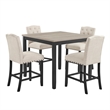 Phy 5pc Counter Table and Chairs Set- Nailheads- Tufted Beige- Brown- Black