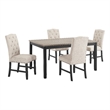 Phy 5pc Dining Table and Chairs Set- Nailheads- Tufted Beige- Brown- Black