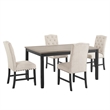 Phy 5pc Dining Table and Chairs Set- Nailheads- Tufted Beige- Brown- Black