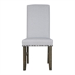 Luo 19 Inch Dining Chairs Set of 2- Nailhead Trim- Gray Fabric- Brown Wood