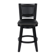 Kera Swivel Barstool Chair- Black Wood- Faux Leather- Nailhead Trim