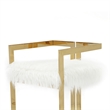Suki 30 Inch Barstool Chair- White Faux Fur Seat- Stainless Steel- Gold