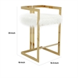 Suki 30 Inch Barstool Chair- White Faux Fur Seat- Stainless Steel- Gold