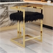 Suki 26 Inch Barstool Chair- Black Faux Fur Seat- Stainless Steel- Gold