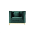 Vien 36 Inch Accent Chair- Green Tufted Velvet- Gold Polished Steel Legs