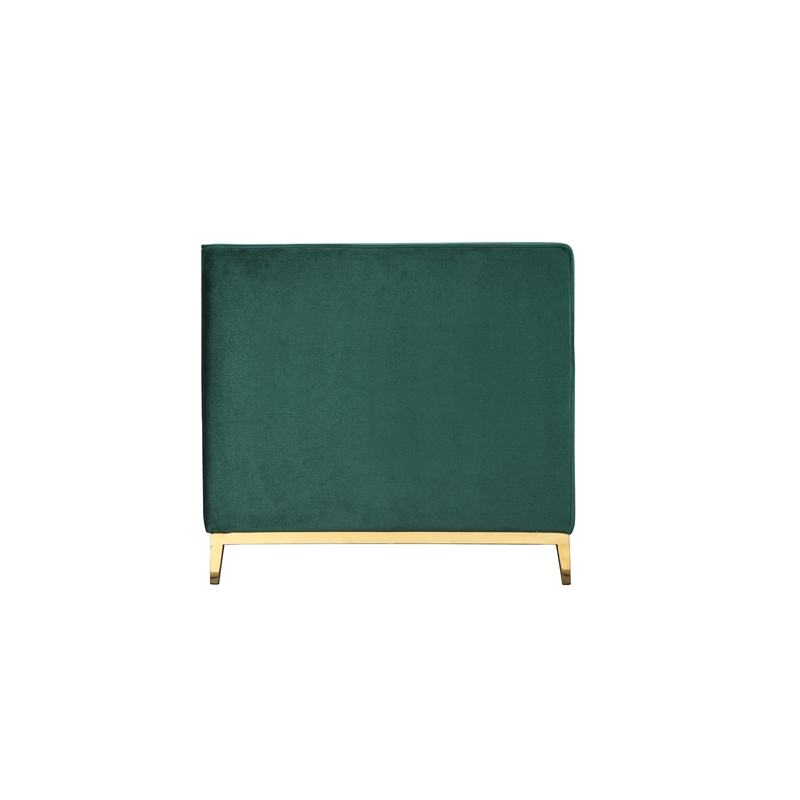 Vien 36 Inch Accent Chair- Green Tufted Velvet- Gold Polished Steel Legs