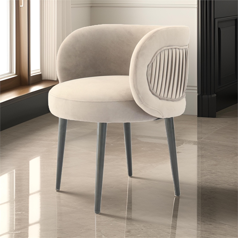 Lala 24 Inch Accent Chair- Modern Cushioned Seat- Curved- Velvet Gray