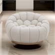Reno Ola 48 Inch Accent Chair- Tufted Cloud Seat- Beige Fabric- Wood Frame