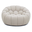 Reno Ola 48 Inch Accent Chair- Tufted Cloud Seat- Beige Fabric- Wood Frame