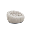 Reno Ola 48 Inch Accent Chair- Tufted Cloud Seat- Beige Fabric- Wood Frame