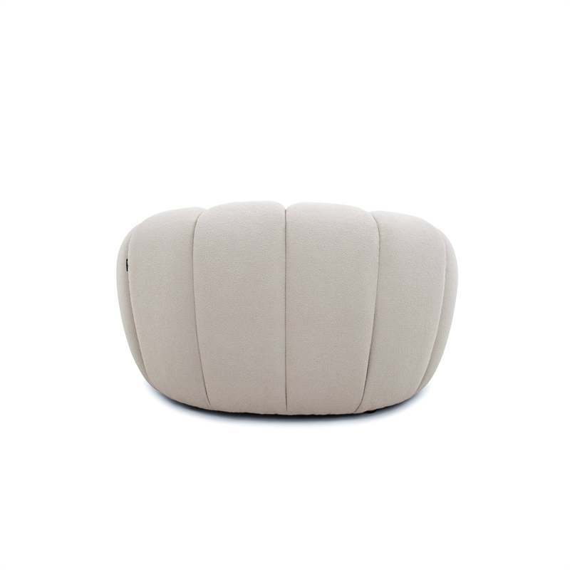 Reno Ola 48 Inch Accent Chair- Tufted Cloud Seat- Beige Fabric- Wood Frame