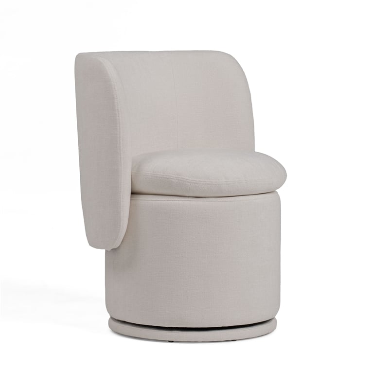 Reno Nori 26 Inch- Swivel Dining Chair- Off White Fabric- Wingback- Wood