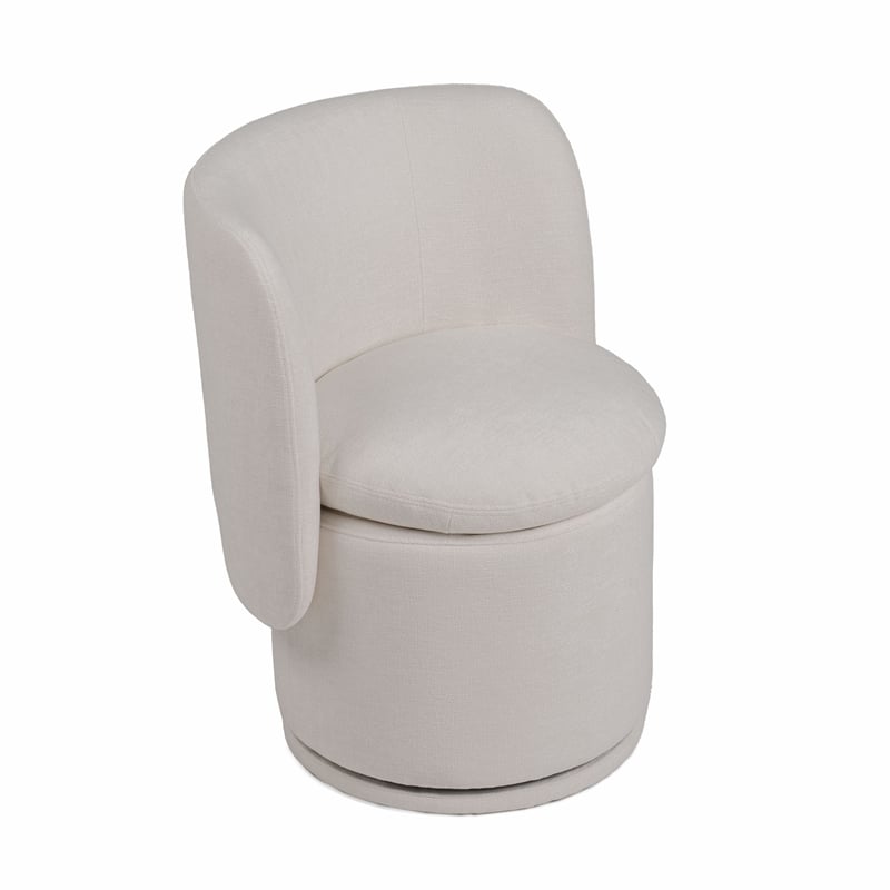 Reno Nori 26 Inch- Swivel Dining Chair- Off White Fabric- Wingback- Wood