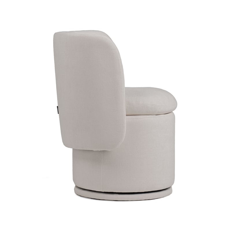 Reno Nori 26 Inch- Swivel Dining Chair- Off White Fabric- Wingback- Wood