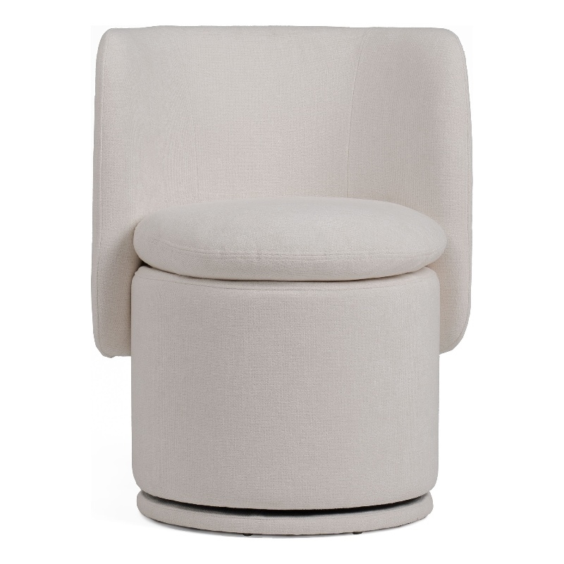 Reno Nori 26 Inch- Swivel Dining Chair- Off White Fabric- Wingback- Wood