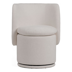 Reno Nori 26 Inch- Swivel Dining Chair- Off White Fabric- Wingback- Wood