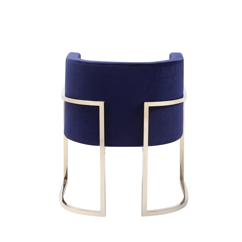 Naaz 24 Inch Kids Chair- Round- Blue Cushioned Velvet- Cantilever Gold Base