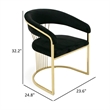 Moha 24 Inch Dining Chair- Round Cantilever Base- Black Velvet- Gold Finish