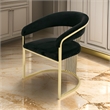 Moha 24 Inch Dining Chair- Round Cantilever Base- Black Velvet- Gold Finish