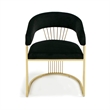 Moha 24 Inch Dining Chair- Round Cantilever Base- Black Velvet- Gold Finish