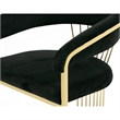 Moha 24 Inch Dining Chair- Round Cantilever Base- Black Velvet- Gold Finish
