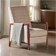 Ryka Pushback Manual Recliner Chair- Channel Stitch Beige- Birch Wood