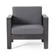 Quim Outdoor Club Chair- Shutter Slat Panel- Gray Acacia Wood- Gray Fabric